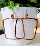 Big Square Hoop Earrings - Copper