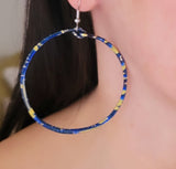 Big Hoop Earrings - Blue & Gold Mix
