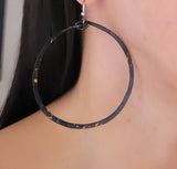 Big Hoop Earrings - Black and Gold Mix