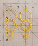 Long Multi Hoop Earrings - Bright Gold