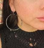 Big Hoop Earrings - Black and Gold Mix