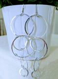 Long multi-hoop earrings - silver