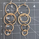 Long multi-hoop earrings - light gold