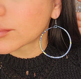 Big Hoop Earrings - Blue & Gold Mix
