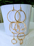 Long multi-hoop earrings - light gold