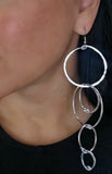 Long multi-hoop earrings - silver