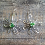 Big Green Flower Earrings