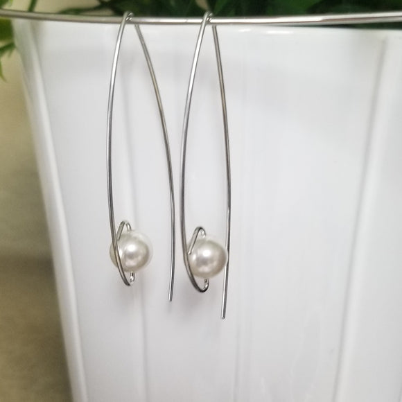 Simple  Glass Pearl Earrings