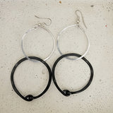 Double Hoop Silver-Black Earrings