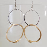 Double Hoop Silver - Gold Earrings