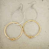 Double Hoop Silver - Gold Earrings