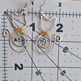 Cat earrings- mix gold