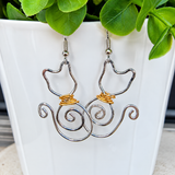 Cat earrings- mix gold