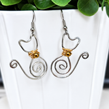 Cat earrings  • mix gold glass bead