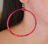Big Hoop Earrings - Red