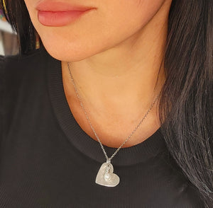 Glass pearl heart with chain