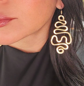 Big Scrible  Gold Earrings