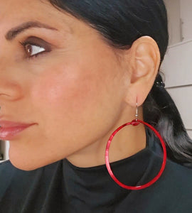 Big Hoop Earrings - Red