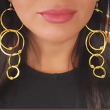 Long Multi Hoop Earrings - Bright Gold