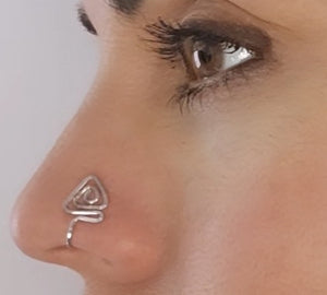 Tri-zig nose cuff - silver