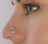 Tri-zig nose cuff - silver