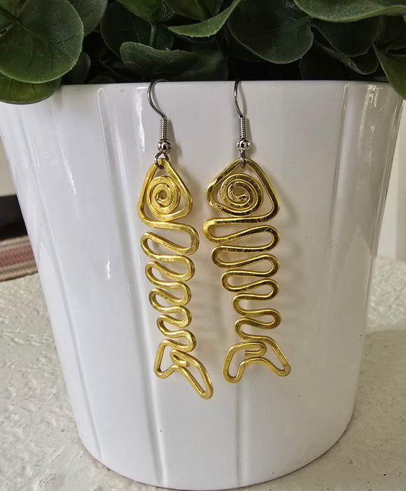 ZigFish earrings - bright gold