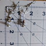 Wine glass earrings-silver&gold beads