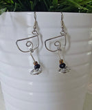 Wine glass earrings •black&gold beads