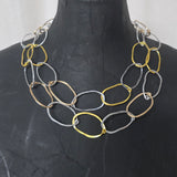 Long Multi Necklace - Silver,light gold, bright gold mix