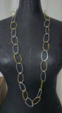 Long Multi Necklace - Silver,light gold, bright gold mix