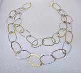 Long Multi Necklace - Silver,light gold, bright gold mix