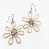 Flower earrings • mix light gold and silver