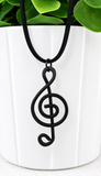 Musical note pendant • black
