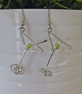 Martini earrings- light green