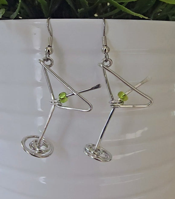 Martini earrings- light green