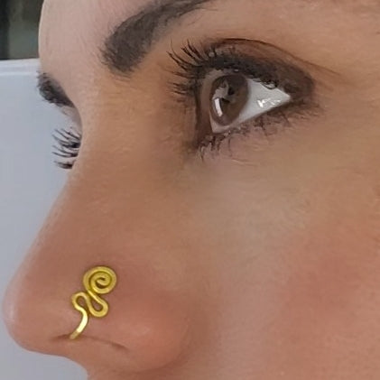 Zig spiral nose cuff - bright gold