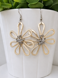 Flower earrings • mix light gold and silver