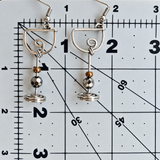 Wine glass earrings-silver&gold beads