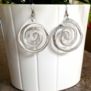 Thick Hammered Spiral Earrings