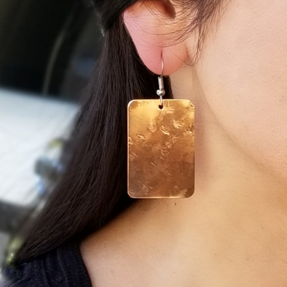 Copper Rectangle Earrings