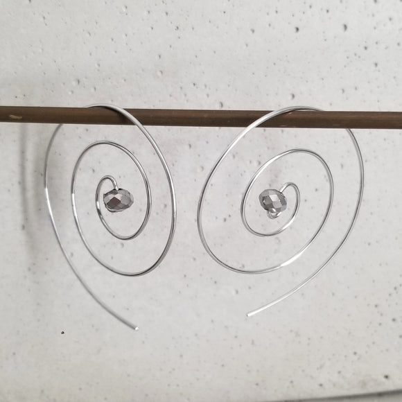 Spiral Hoop Earrings Silver