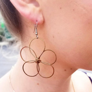 Big Bronze Flower Earrings