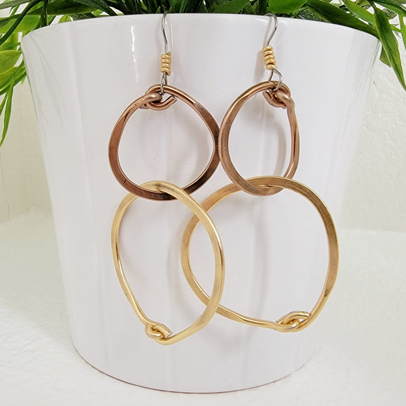 Double Hoop RoseGold & Gold Earrings