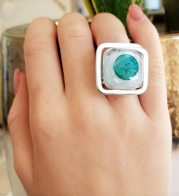 White & Turquoise Ring