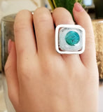 White & Turquoise Ring